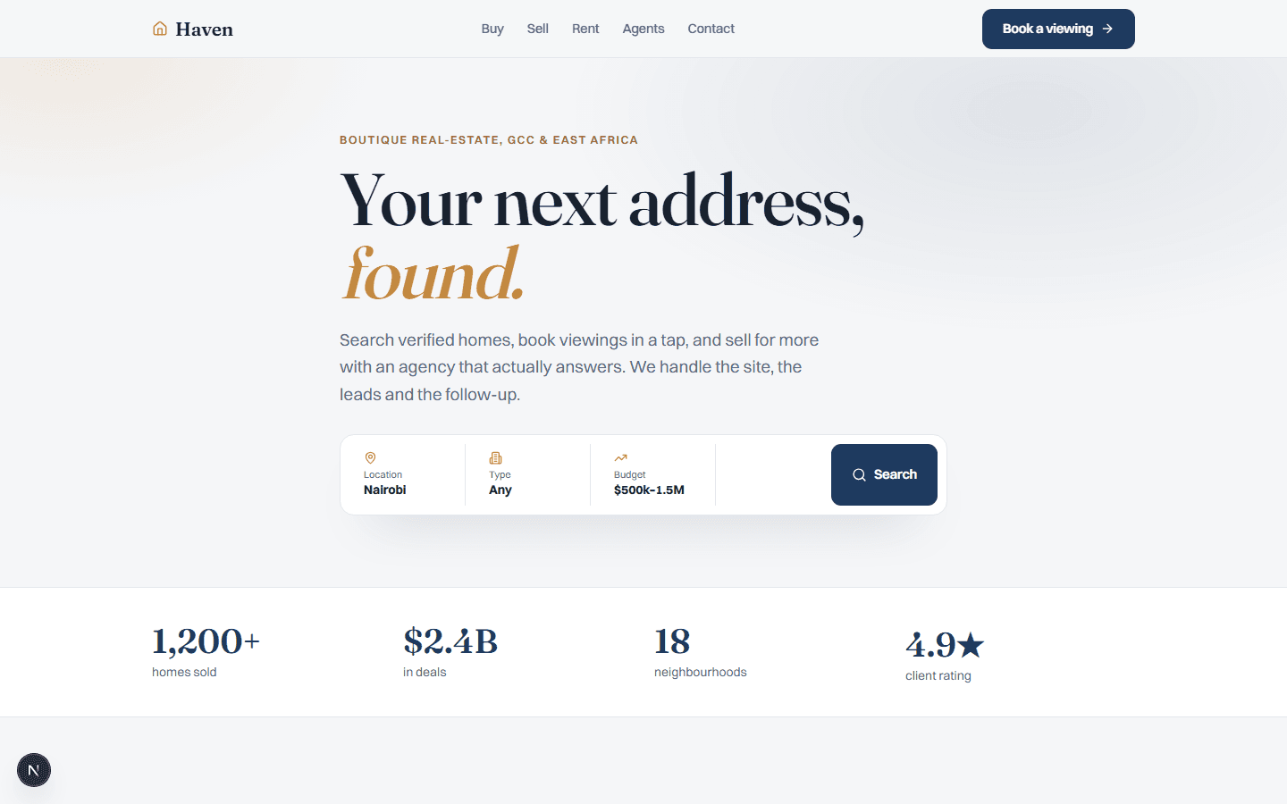 Haven Estate website